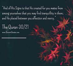 He created for you helpmeets from yourselves that ye might find rest in them, and he ordained between you love and mercy. 269 The Quran 30 21 Surah Ar Rum Quranic Quotes