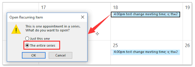 You could also post here and see if they can suggest a workaround: How To Change Recurring Meeting Time In Outlook Calendar