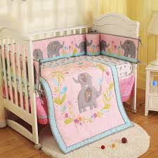 The soft and sweet peanut shell elephant cotton quilt in grey is made of 100% cotton sateen fabrics featuring a classic complete the dressing of your crib with coordinating sheets, dust ruffles and. Amazon Com Brandream Baby Girl Crib Bedding Set Pink Elephant Safari Animal Nursery Bedding With Elephant Floral Print 3 Piece Comforter Set Fitted Sheet Crib Skirt Baby