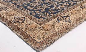 The primary color of this rug is black. see allitem description. Antique Persian Kirman Navy Blue Camel Wool Rug Bb6479 By Dlb
