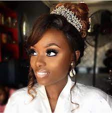 ŋigerian Queens Natural Hair Wedding Bride Hair Updo With Veil Bride Hairstyles Updo