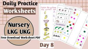 daily practice worksheets nursery lkg ukg day 8