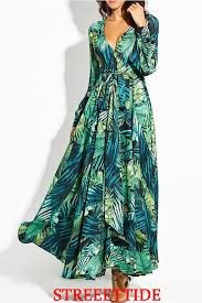 Fashion V Neck Bishop Sleeve Printed Colour Maxi Dresses Maxi Dress Casual Dresses For Women Lace Maxi Dress