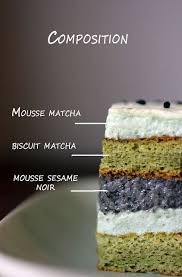 Gateau A La Mousse De Matcha Et Sesame Noir Recette En Francais Gateau Au The Matcha Gateaux Et Desserts The Matcha