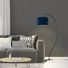 Archer Black Floor Lamp With Blue Crushed Velvet Shade Black Floor Lamp Floor Lamp Curved Floor Lamp