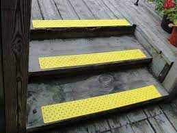 Best No Slip Treads For Stairs Ideas Exterior Stair Design With Gray Wooden Treads And Floor Combine With Chic A Outdoor Stairs Exterior Stairs Stairs Design