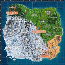 Dansé au sommet d'une tete de chien géante. Ou Danser Sur Un Cadran Solaire Une Tasse De Cafe Surdimensionnee Et Une Tete De Chien Geante En Metal A Fortnite Defis Saison 7 Semaine 9 Les Jeux Films Tele Que Vous Aimez