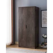 Rod to hang additional items. Q Max 2 Door Armoire Wardrobe With Top And Bottom Hanger Overstock 33130327