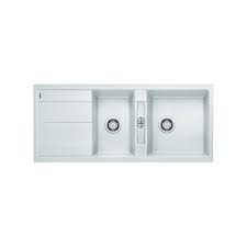 This granite composite farmhouse sink is engineered using the latest technology to resist the. Blanco Metra 8 S Double Bowl Drop In Kitchen Sink With Drainboard Silgranit White The Home Depot Canada