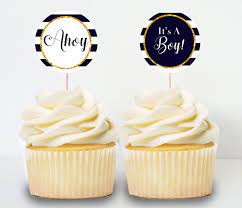 Diy Nautical Baby Shower Boy Cupcake Toppers Vcdiy Decor And More Nautical Baby Shower Boy Baby Shower Cupcakes For Boy Nautical Baby Shower Decorations