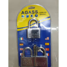 Terkunci (menutup) mangga dengan tegak utama di kanan. Agass Padlock 50mm 3pcs Kunci Mangga X3