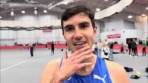 Patrick Dever after hitting 2024 Olympic standard with 13:04 5k at BU