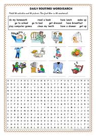 Daily Routines Picture Dictionary And Wordsearch Worksheet Free Esl Printable Worksheets Made Daily Routine Worksheet Daily Routine Activities Daily Routine