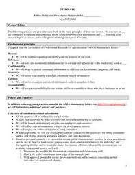 Personal Ethics Statement Example Faour6cx Ethics Policy Business Ethics Essay Examples