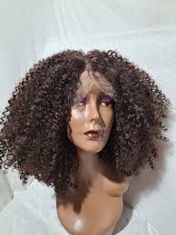 Wig curling brown lace front wig