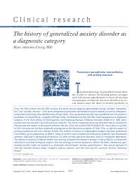 Pdf The History Of Generalized Anxiety Disorder As A Diagnostic Category