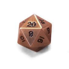 Legendary Copper D20 Dice Metal Single 20 Sided Dice 20 Sided Dice Metal Copper