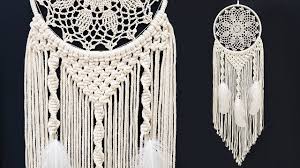 Hot pink macrame wall hanging pattern by consumer crafts. Diy Tutorial L Macrame Boho Dreamcatcher Youtube