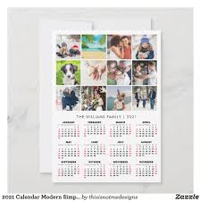 2021 Calendar Modern Simple 12 Photo Zazzle Com In 2020 2021 Calendar Hanging Calendar Family Calendar