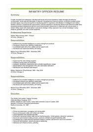 infantry officer resume example