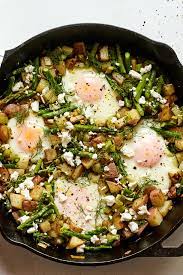 Asparagus Potato Hash With Goat Cheese And Eggs Recipe Recipe Nyt Cooking Recipes Vegetable Hash
