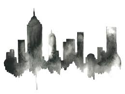 Black And White New York City Skyline Watercolor Painting New York City Skyline Print Wall Art Etsy Modern Wall Artwork Black Artwork Skyline Painting
