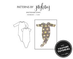 Knotted Baby Gown Pattern With Tutorial Newborn To 6m Etsy