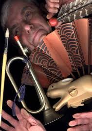 Plaster Elephant and Zinnia