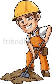 Construction Worker Digging Hole Cartoon Clipart Vector Friendlystock Construction Worker Cartoon Clip Art Cartoon