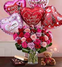 From red roses to teddy bears and boxes of chocolates to dipped berries, our the tradition of sending valentine's day flowers and chocolate began in the 17th century. Dazzling Romance Rose W Bear Chocolate Balloons In Dearborn Mi Lama S Florist