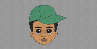 Afro Boy Face Embroidery Design: Hat Portrait (digital Download)