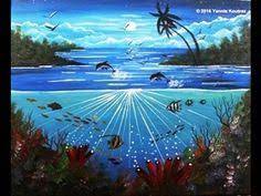 Easy drawing tutorials for beginners. Ocean Coral Reef Acrylic Painting Tutorial Live Beginner Lesson How To Paint Underwater Sea Life Yout Arcylic Painting Ocean Painting Painting Art Projects