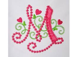 Modify colors using the icon editor. Cute Letter M Alphabet For Lil Princess Hearts Applique Etsy