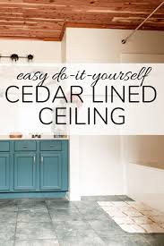 By keeping the walls and the vanity simple and neutral, the designer is able to experiment with the shower and floor tiles and create a load of visual interest with this starburst pattern. Diycedar Return Of The Cedar Lined Ceiling Cedarsafe