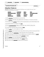 This worksheet can be used as an evaluation of student learning and collected as a work sample to illustrate student progress against. Weather Patterns Worksheets On Pressure Syste 1 Docx Content Practice A Lesson 2 Weather Patterns Directions Complete These Charts By Choosing Terms Course Hero