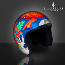 Japanese Koi Orange And Blue Helmet