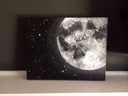 Moon And Stars Acrylic Painting Cosmic Home Decor Black Etsy Star Painting Moon Painting Black And White Painting