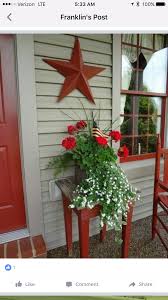 Red White Red Metal Star Front Porch Decorating Porch Decorating Summer Porch