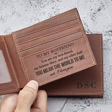 Find the perfect gift for the men in your life with a wide variety of engraved gifts for him. Anniversary Gifts For Boyfriend Engraved Wallet For Him Etsy Meaningful Gifts For Boyfriend Boyfriend Gifts Engraved Wallet