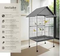 Tectake® Cage à oiseaux avec 4 perchoirs et tiroir à sable - Volière à  oiseaux avec 2 portes et roues - Toit pointu - Dimensions : 85 x 60 x 168  cm : ...