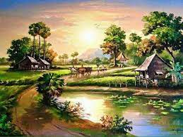 46 lukisan pemandangan rumah kampung. Pin By Azurez Walterz On Suasana Kampung Nature Paintings Watercolor Landscape Paintings Landscape Art