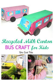 Recycled Milk Carton Bus Craft For Kids Recycled Crafts Kids Bus Crafts Milk Carton Crafts