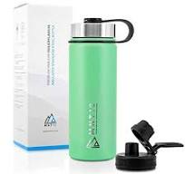 Edelstahl Trinkflasche 500ml & 1000ml I Premium Isolierflasche für Wandern,  Fitness, Fahrrad, Schule und Büro I Wasserflasche + Gratis Sportdeckel ...