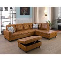 $88/month with 60 months financing*. Light Tan Leather Sectional Wayfair