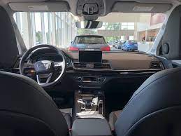 Rear Passenger Seat View Of Front Cockpit In The 2018 Audi Q5 With Black Interior Vehicle Available At Audi Of Brid Used Luxury Cars Audi Dealership Seat View