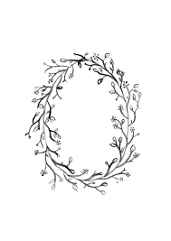 Black And White Wreath Graphic Oval Wreath Botanic Wreath Hand Painted Flowers And Leaves Nursery Gift Hand Painted Flowers Unique Items Products Printable Invitations