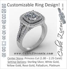 It is set on a delicate solid 14 karat white gold band with pave' set stones down each side. Cz Engagement Ring Princess Halo Pave Sapphire Accents Cubic Zirconia Cz