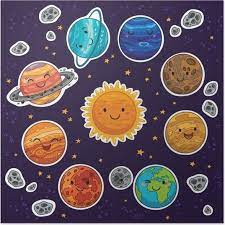 Formación del sistema solar formado alrededor de 4.600 millones de años nebulosa solar enorme nube de gas y polvo. Poster Conjunto De Adhesivos Del Sistema Solar Con Planetas De Dibujos Animados Pixers Vivimos Para Cambiar Espacio Artesanal Planetas Sistema Solar Para Ninos