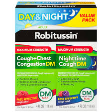 Robitussin Adult Maximum Strength Cough + Chest Congestion Dm Max & Nighttime  Cough Dm Max (2-4 Fl. Oz. Bottles) Liquid, Cough Suppressant, Expectorant  (Day) & Cough Suppressant, Antihistamine (Night) | Meijer