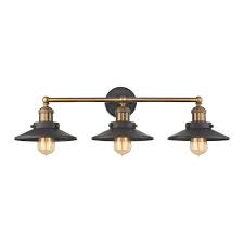 Jonathan y jyl7430a, contemporary june metal shade wall sconce for bedroom livingroom bathroom, transitional, bulb included vanity lighting, 2, brass gold. Titan Lighting English Pub 3 Light Tarnished Graphite And Antique Brass Vanity Light Tn 75387 The Home Depot